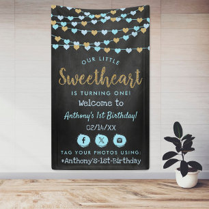 Hängende Love Hearts Sweetheart Geburtstag Willkom Banner