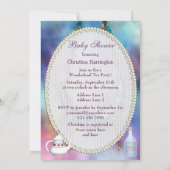 Hängende Mond-Babyparty Alices u. des Flamingos Einladung (Rückseite)