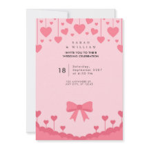 Hängende rosa Herzen Pastell-Schleife Hochzeitsein