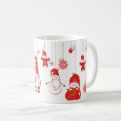 Hängende Weihnachtsgnome & Schneeflocken Kaffeetasse (VorderseiteRechts)