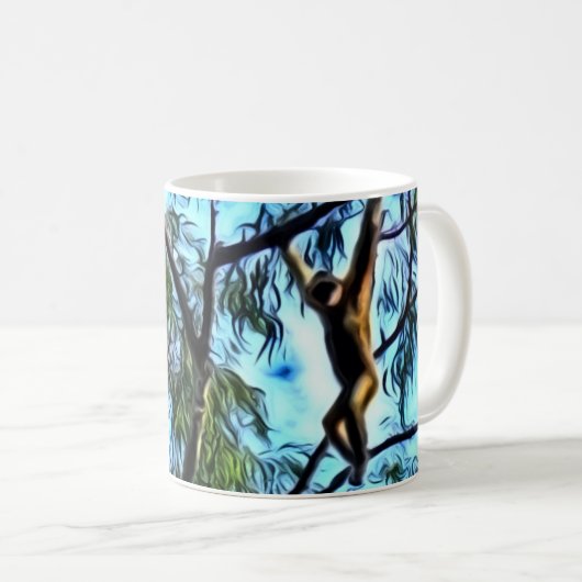 "Hängender Gibbon-" Grafik Kaffeetasse (VorderseiteRechts)