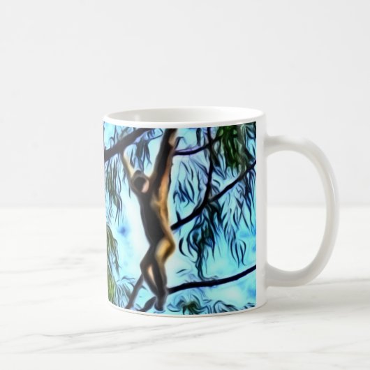 "Hängender Gibbon-" Grafik Kaffeetasse (Rechts)