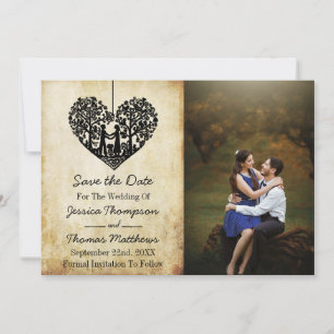 Hängender Herzbaum Vintage Hochzeitskollektion Save The Date
