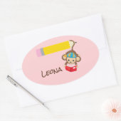 Hängendes Affe-Lesebuch mit Namen Ovaler Aufkleber (Umschlag)