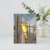 Hängendes Gummihuhn Postkarte (Stehend Vorderseite)