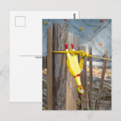 Hängendes Gummihuhn Postkarte (Vorne/Hinten)