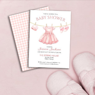 Hängendes rosa Kleid Baby Mädchen Baby-Party Einladung