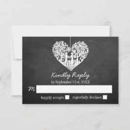 Hangherz Tree Chalkboard Wedding RSVP Karte
