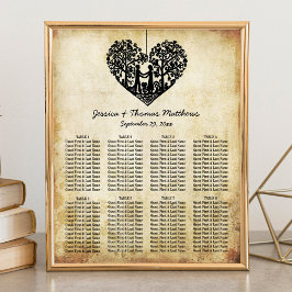 Hangherz Tree Vintage Hochzeitskarte Poster