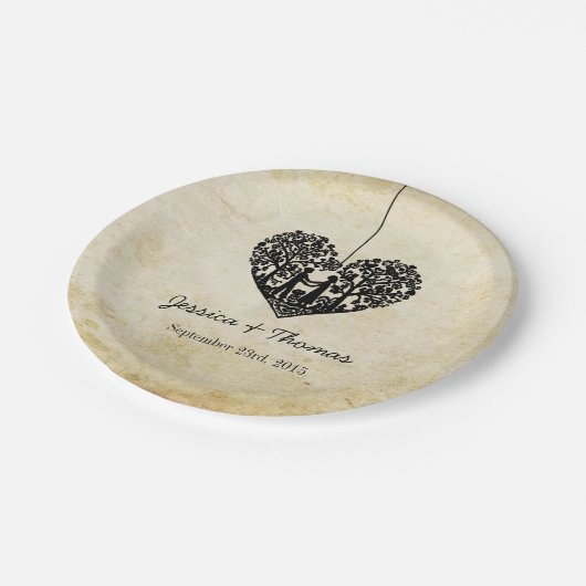 Hangherz Tree Vintage Wedding Collection Pappteller (Schrägansicht)