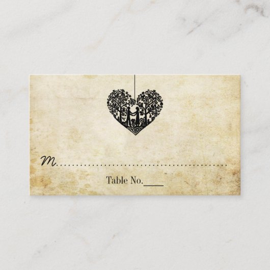 Hangherz Tree Vintage Wedding Collection Platzkarte (Vorderseite)