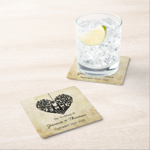 Hangherz Tree Vintage Wedding Collection Rechteckiger Pappuntersetzer