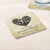 Hangherz Tree Vintage Wedding Collection Rechteckiger Pappuntersetzer (angewinkelt)