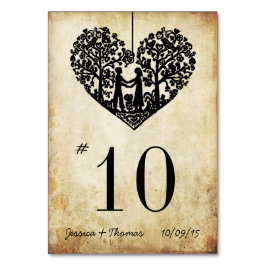 Hangherz Tree Vintage Wedding Tischnummer