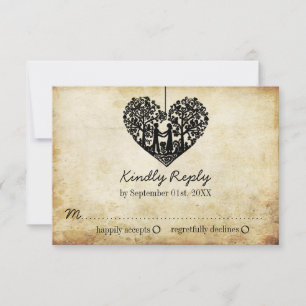 Hangherz Tree Vintage Wedding UAWG RSVP Karte