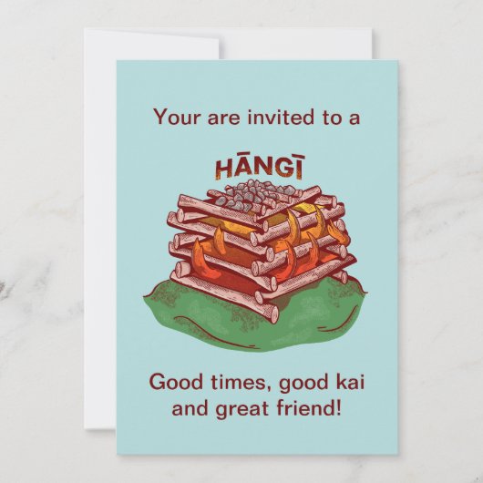 Hangi Maori Cooking Food Kai Einladung (Vorderseite)