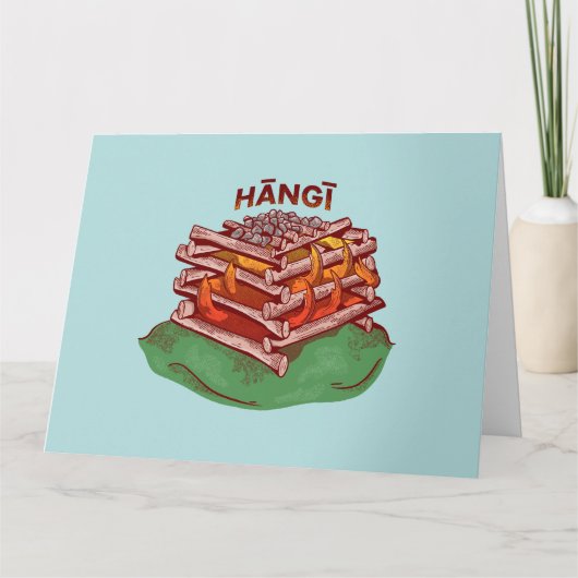 Hangi Maori Cooking Food Kai Karte (Vorderseite)