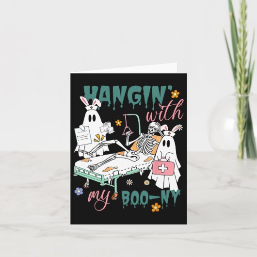 Hangin' mit meinem Boo-ny Bunny Ghost Ortho Nurses Karte (Vorderseite)