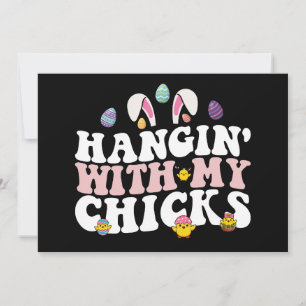 Hangin' mit meinen Chicks Ostern Bunny Groovy Retr Einladung