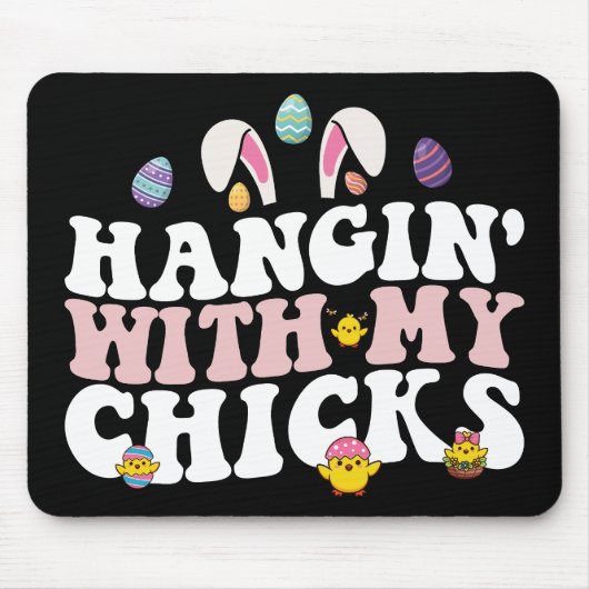 Hangin' mit meinen Chicks Ostern Bunny Groovy Retr Mousepad (Vorne)