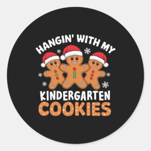 Hangin My Kindergarten Cookie Gingerbread Christma Runder Aufkleber