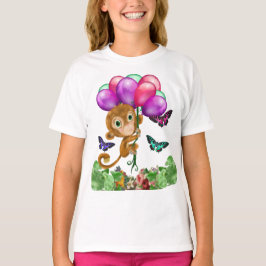 Hangin' Out Niedlicher Affe, Schmetterlinge & Ball T-Shirt