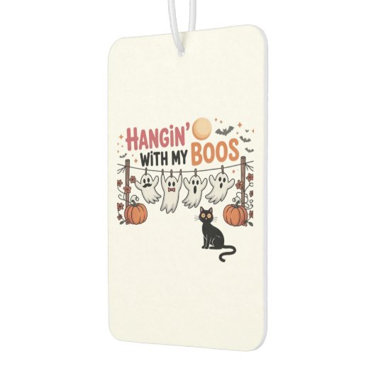 Hangin With My Boos Ghost Holding Black Cat Funny Autolufterfrischer (Links)