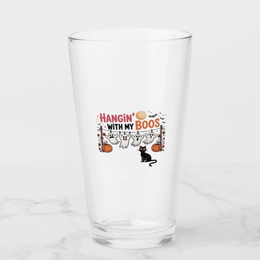 Hangin With My Boos Ghost Holding Black Cat Funny Glas (Vorderseite)
