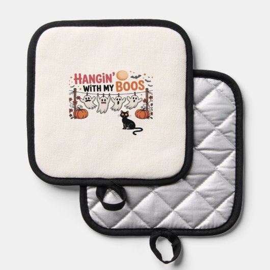 Hangin With My Boos Ghost Holding Black Cat Funny Topflappen (Vorderseite/Rückseite)