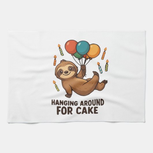 Hanging Around For Cake Birthday Balloon Sloth , C Geschirrtuch (Horizontal)