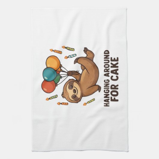 Hanging Around For Cake Birthday Balloon Sloth , C Geschirrtuch (Vertikal)