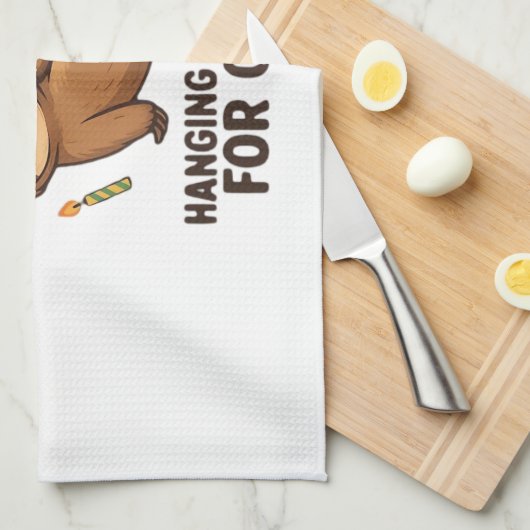 Hanging Around For Cake Birthday Balloon Sloth , C Geschirrtuch (Viertel Falte)