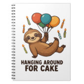 Hanging Around For Cake Birthday Balloon Sloth , C Notizblock (Vorderseite)