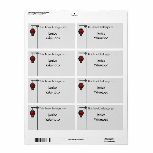 Hanging Asian Lamp Buchzeichen Labels (Vorne)