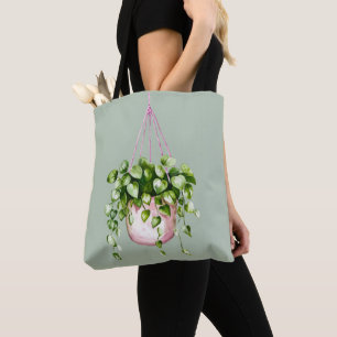 Hanging Basket Greenery Watercolor Tasche