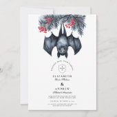 Hanging Bat Gothic Winter Wedding Einladung (Vorderseite)