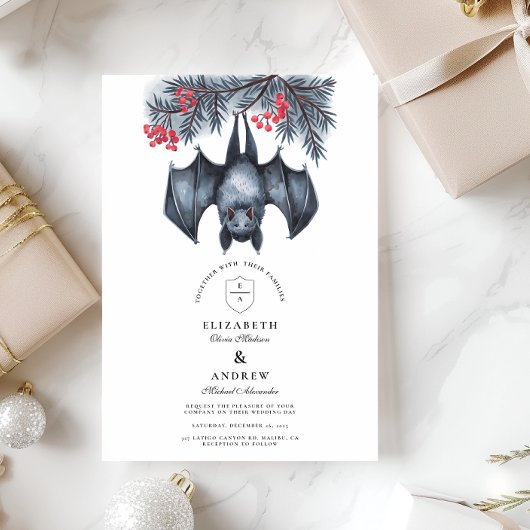 Hanging Bat Gothic Winter Wedding Einladung