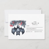 Hanging Bat Gothic Winter Wedding RSVP Karte (Vorderseite)