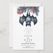 Hanging Bat Gothic Winter Wedding Save The Date (Vorderseite)