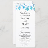Hanging Blue Snowflakes White Wedding Programm (Vorne/Hinten)