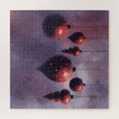 Hanging Christmas Red Baubles on Violet - Puzzle (Horizontal)
