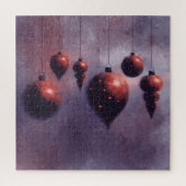 Hanging Christmas Red Baubles on Violet - Puzzle (Vertikal)