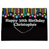 Hanging Dots Birthday Custom Gift Bag Große Geschenktüte (Vorderseite)