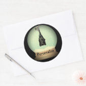 Hanging Fledermaus Schneeflobe schwarz Vintager go Runder Aufkleber (Umschlag)