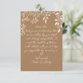 Hanging Florals Foliage Warm Romantic Boho Earthy Dankeskarte (Stehend Vorderseite)