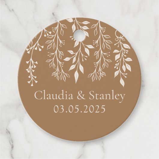 Hanging Florals Foliage Warm Romantic Boho Earthy Geschenkanhänger (Vorderseite)