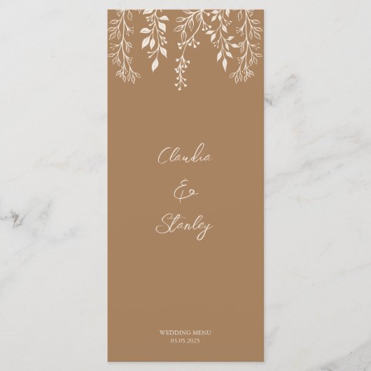 Hanging Florals Foliage Warm Romantic Boho Earthy Menükarte (Vorderseite)