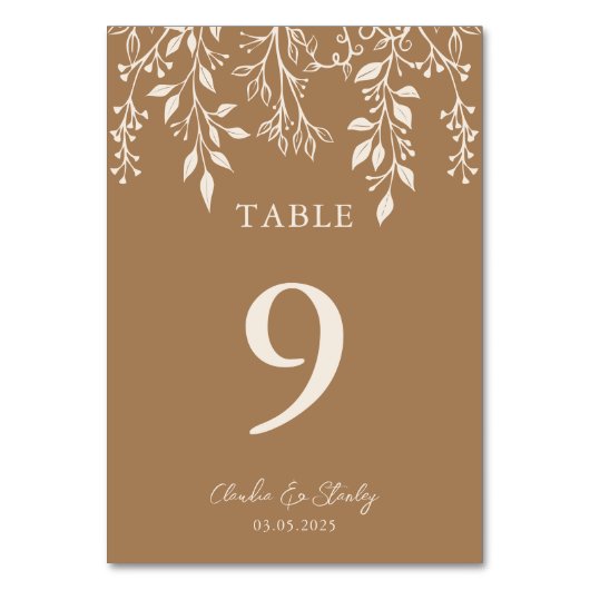 Hanging Florals Foliage Warm Romantic Boho Earthy Tischnummer (Vorderseite)