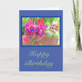 Hanging Fuchsia Pflanze/Happy Birthday/anpassbar Karte (Vorderseite)
