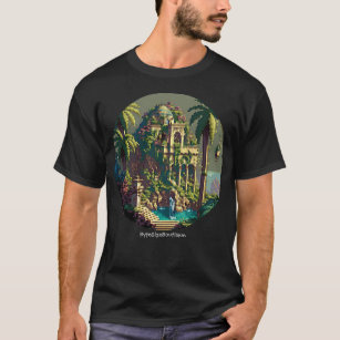 Hanging Gardens of Babylon, Custom Text Retro 8bit T-Shirt